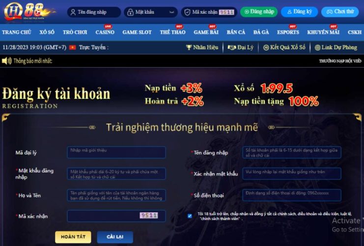 Đăng ký tài khoản QH88 để chơi xổ số siêu tốc 5 phút